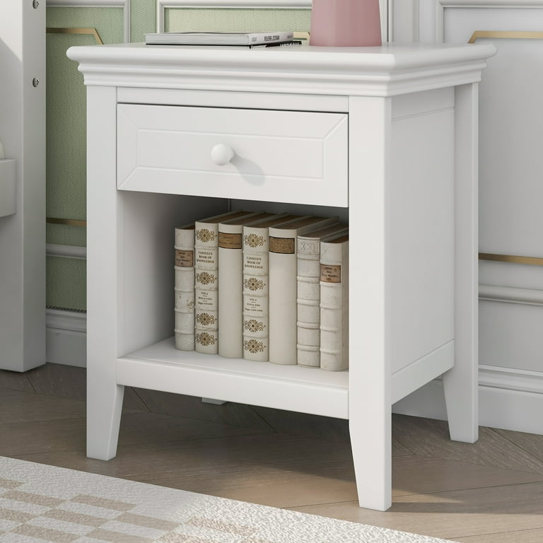 One drawer clearance white nightstand