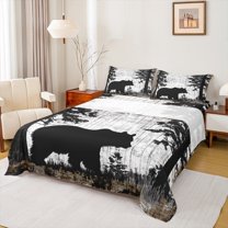 Manfei Cartoon Bear Print Twin Sheet Sets for Teen, Rustic Farmhouse Twin Fitted Sheet, Jungle Wildlife Flat Sheet, Super Cozy Room Decor, 3-Piece