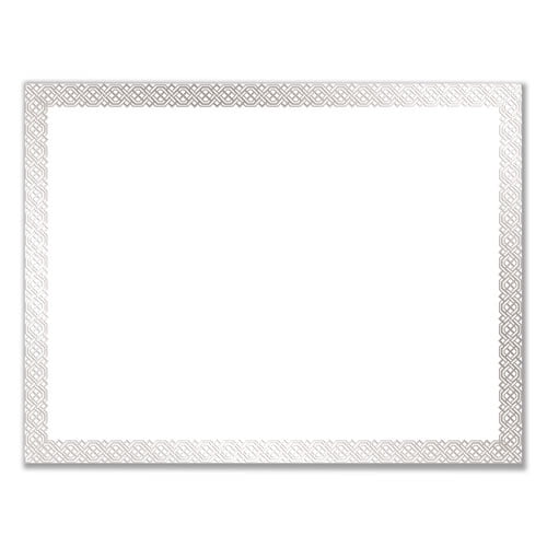 Foil Border Certificates, 8.5 x 11, White/Silver with Braided Silver Border,15/Pack Foil Border Certificates, 8.5 x 11, White/Silver with Braided Silver Border,15/Pack