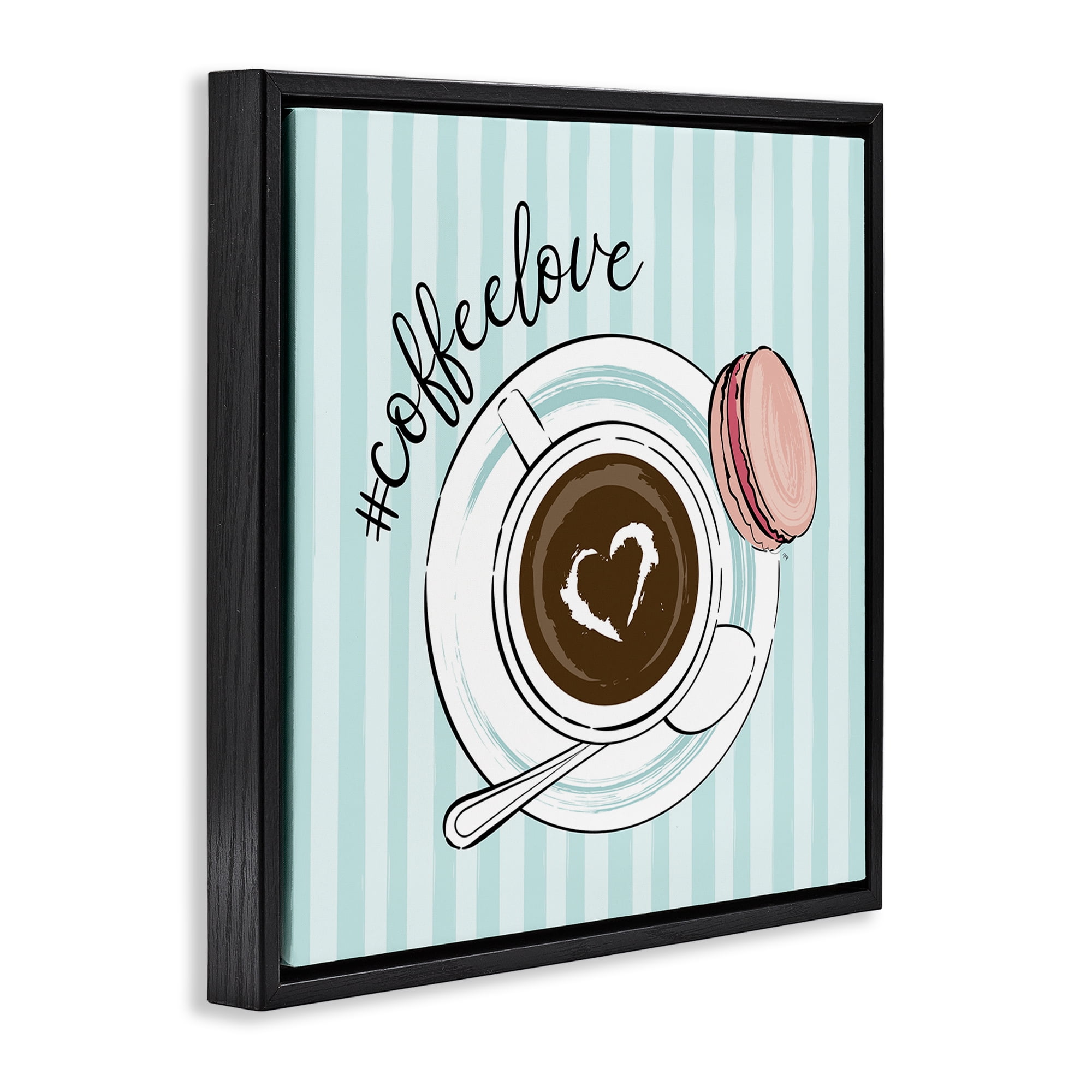 Stupell Industries Coffee Love Hashtag Black Framed Floater Canvas Wall Art, design by Martina Pavlova