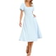 thumbnail image 1 of Vestido de Manga Abullonada para Mujeres, Cuello Cuadrado, Vestido Midi A Line de Verano con Pliegues y Bolsillos M Azul, 1 of 6