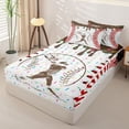 thumbnail image 2 of Homewish Brown Dripping Baseball Stitch Batter Silhouette Graphic Zipper Twin Comforter Sets with Fitted Sheet and 2 Pillowcases,Baseball Graphic Zipper Bedding Set,4-Piece, 2 of 6