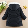 thumbnail image 3 of Somuwie Clearance Winter girls' thickened solid color hooded detachable hat and gloves mid-length cotton coat (3-8 years old), 3 of 3