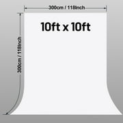 STARPOLARIS White Background Photography Cloth 10x10 ft (300x300 cm) High Density Polyester Fabric Pure Black Photo Backdrop Foldable Washable Seamless Photo Shoot Portrait Party