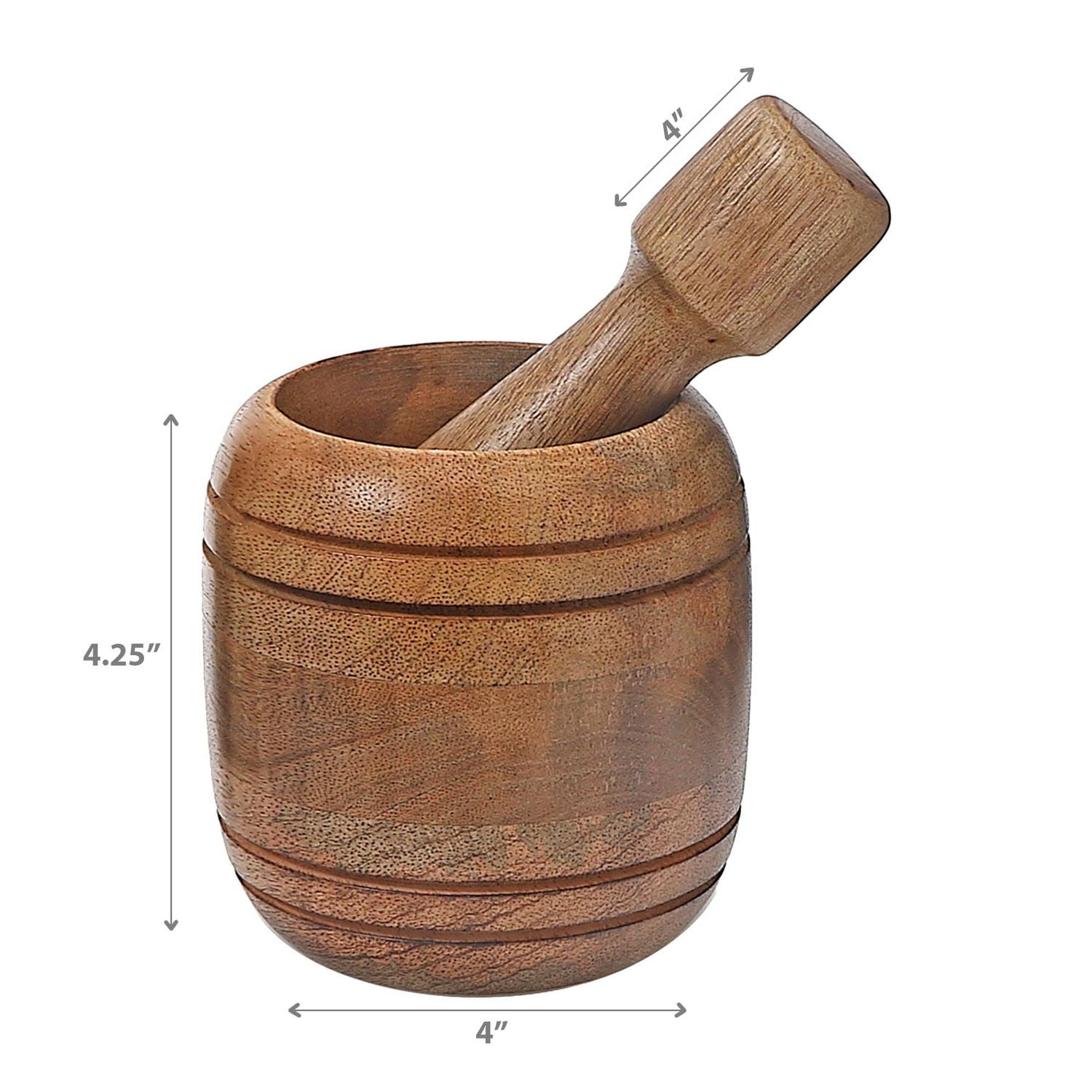 Mortier De Bois De Mangue Et Pilon 4 "
