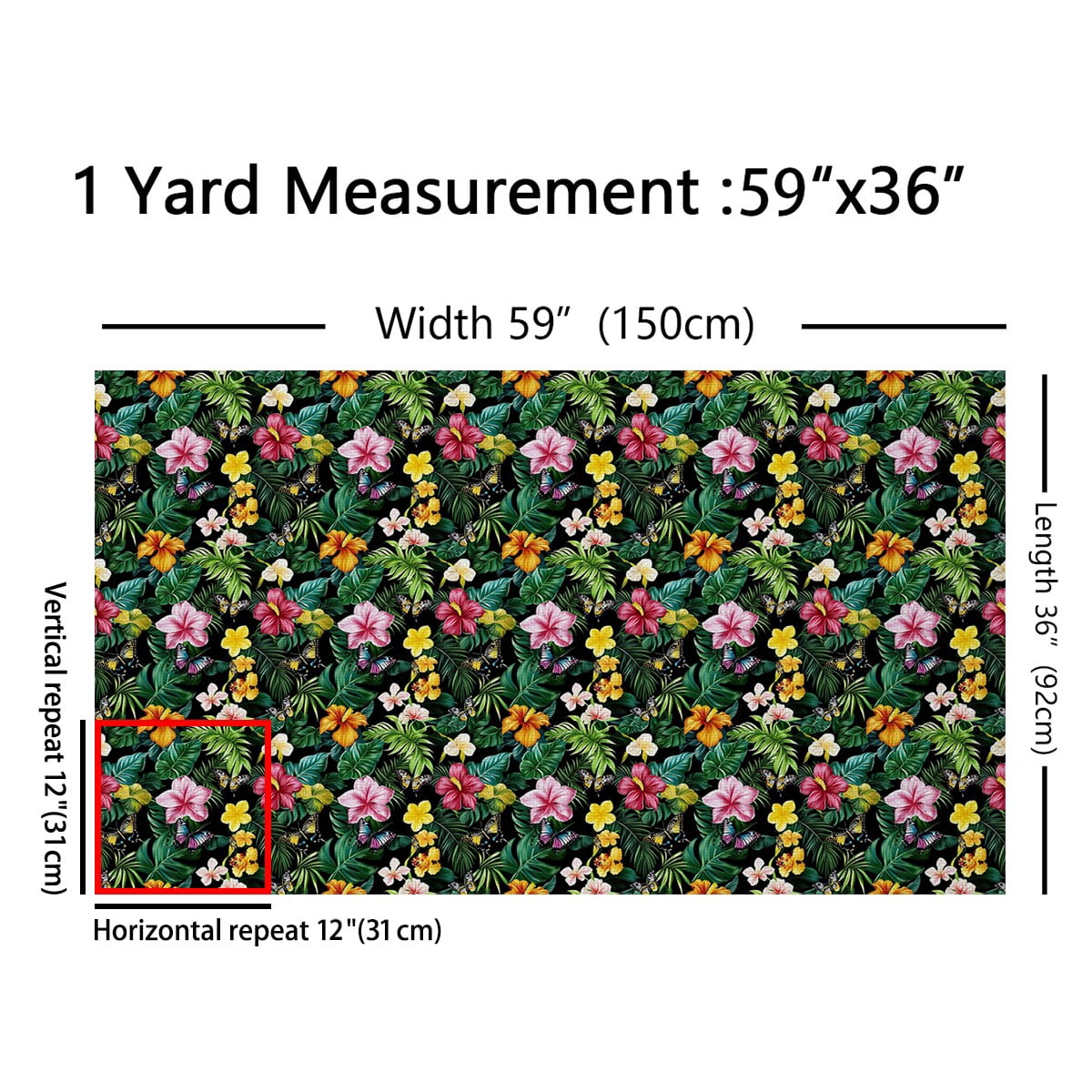 Feelyou Tropical Blossoms Fabric by the Yard 1 Yard, Chic Floral Home Decor Fabric by the Yard, Jungle Palm Tree Sewing Fabric, Breathable Home Decor