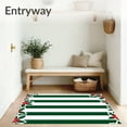 thumbnail image 3 of ODIKA 4'x6' Machine Washable Non-Slip Area Rug, Playful Cane Stripes with Holly Leaf Flourishes and Berry Details High Traffic Rug, Green, 639433, 3 of 7