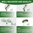 thumbnail image 2 of XDriveMax 6 Pieces Golf Club Set, Junior Complete Set for Ages 8-12 with Stand Bag, Right Handed, 2 Head Covers, Green, 2 of 8