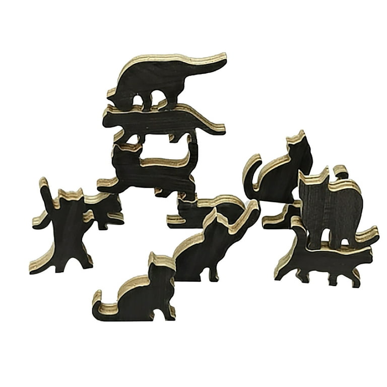 24Pcs Wooden Cat Pile Set Wooden Stacking Game Floor Game for Kids