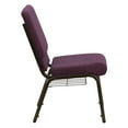 thumbnail image 6 of Flash Furniture 4 Pack HERCULES Series 18.5''W Church Chair in Plum Fabric with Cup Book Rack - Gold Vein FrameNative AmericanNative, 6 of 7