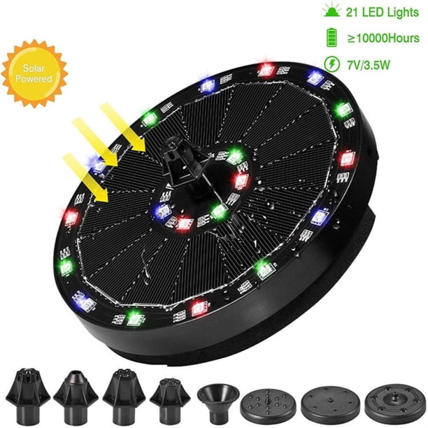 Fuente De Agua Solar De 7 V/3,5 W Con Luces Led De Colores, Bomba De Agua Flotante Con Energía Solar Para Piscina, Jardín Y Terraza Scienceny HA036003-00