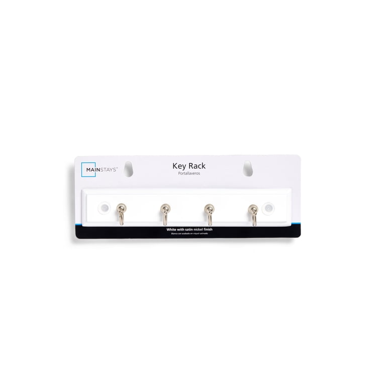 Mainstays White Key Rail With 4 Satin Nickel Hooks photo 5
