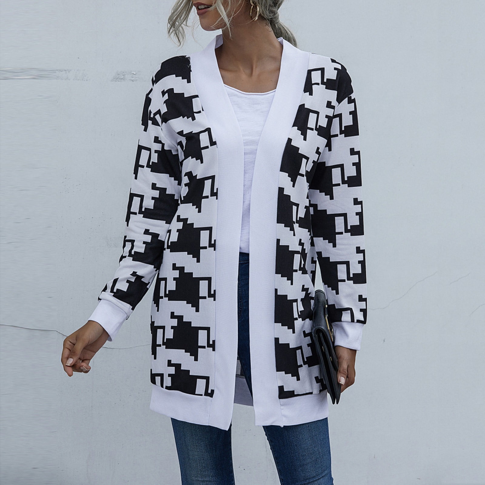 FITORON Women Sweater Coat- Fashion Loose Knitted Coat Leopard Print