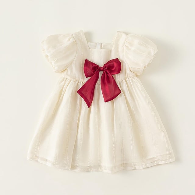 Économies d'Été! Robe d'Été pour Enfants, Robes Décontractées pour Filles en Solde, Mode Princesse pour Filles de 3 à 8 Ans Robe Ample à Manches Courtes Col Rond Longueur Genou