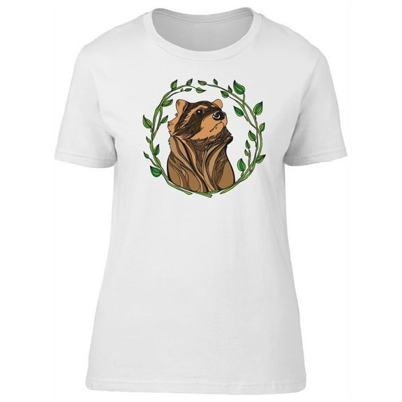 Cute Brown Raccoon Sketch T-Shirt Women -Image by Shutterstock, Female x-Large