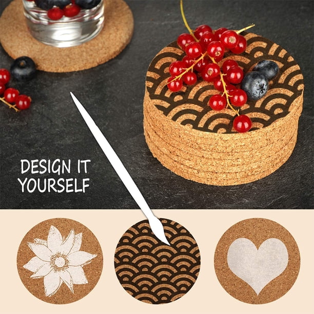 Sous Tasse Sous-verres Liège 20 Ronds 10cm - Absorbants, Réutilisables Pour Maison/Bureau Dessous De Plat Liège Maison Bureau Sous Verre