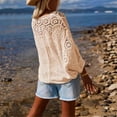 thumbnail image 3 of ROZYARD Lightweight Bohemian Style Lace Trim Top Beach Vacation Oversized Shirt, 3 of 10