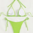 thumbnail image 4 of Womens Bikinis Solid Color Lace Up Halter Sexy Fashion Brassiere With Thongs Two Piece Brazilian Swimsuits Set Swimwears Sportwear,Green,L, 4 of 7
