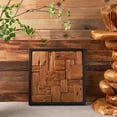 thumbnail image 4 of Warmaxx Rustic Teak Wood Wall Decor 17''x17 Farmhouse Slatted Collage Wall Art Decoration for Home Living Room Bedroom Office Handcrafted Square Wooden Geometric Rectangular Block Wall Décor, 4 of 9