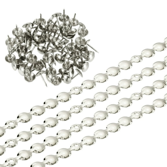 4Pack 4 Meters Glossy Upholstery Tacks Strips, Decorative Nail Trims with Nails for DIY Furniture (Silver)