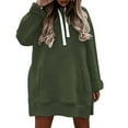 thumbnail image 2 of Women's Drop Shoulder Solid Color Hooded Sweatshirt with Side Pockets and Side Slits, Soft Breathable Long Sleeve Casual Pullover for Winter, Daily Wear and Street Fashion Camouflage XXXL, 2 of 8