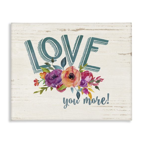 Stupell Industries Shabby Chic Love You More Flowers White Wood Canvas Art, 20 x 16, by Jo Moulton