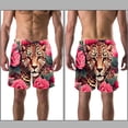 thumbnail image 3 of luoweisi Men's Beach Shorts Quick Dry Swim Trunks with Mesh Lining Rose and Leopard L, 3 of 5