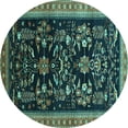 thumbnail image 1 of Ahgly Company Machine Washable Indoor Round Oriental Turquoise Blue Industrial Area Rugs, 7' Round, 1 of 4