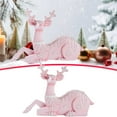 thumbnail image 2 of Christmas Elk Resin Ornament, Christmas Pink Reindeer Statue Xmas Figurine Deer Sculpture Holiday Decoration For Bedroom Standing, 2 of 9