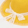 thumbnail image 4 of 52-54 cm circunferencia del sombrero sombrero para el sol para niños protector solar sombrero de paja de playa lazo de encaje sombrero para el sol de verano y conjunto de bolsa de paja, 4 of 6