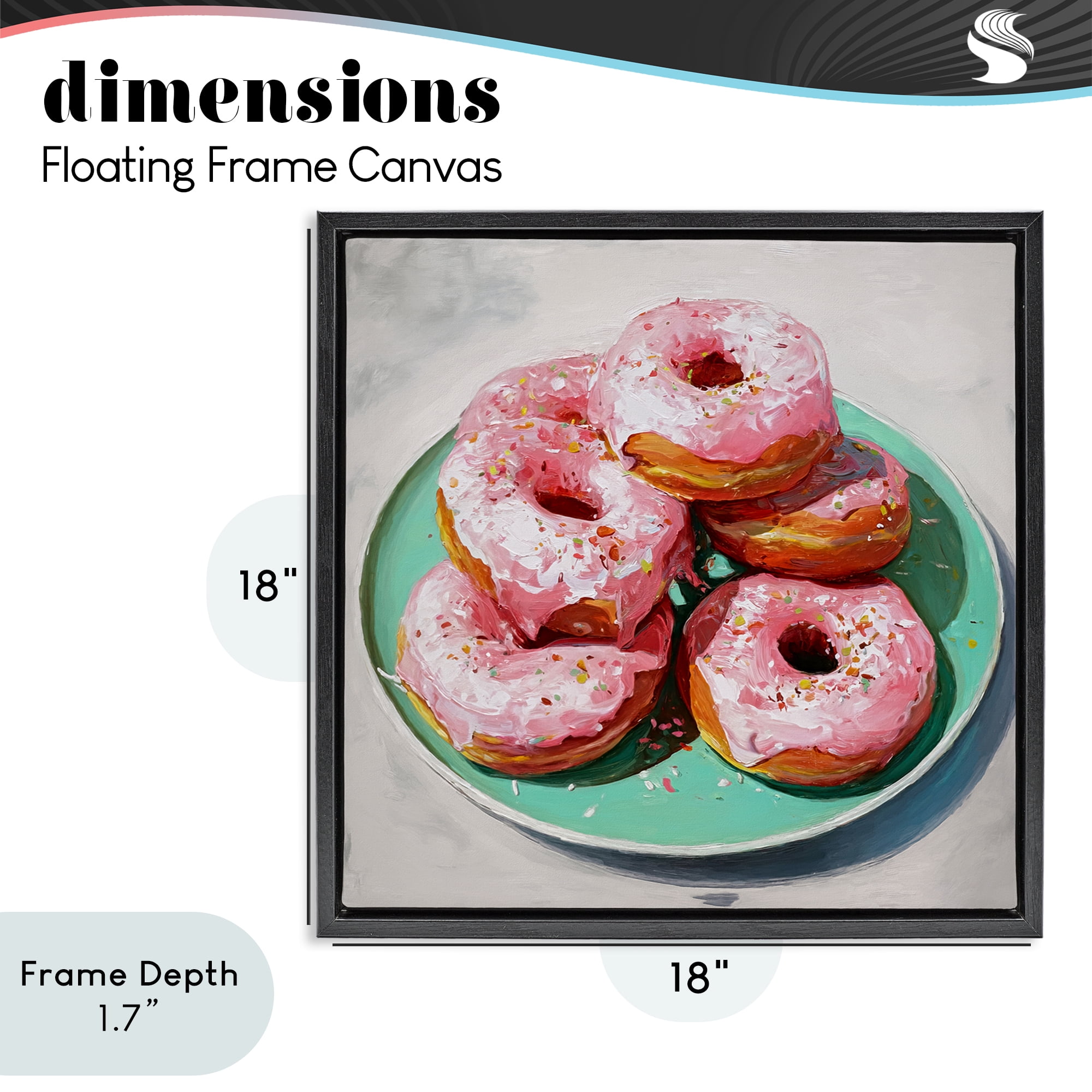 Stupell Industries Pink Frosted Donuts Black Framed Floater Canvas Wall Art, design by Tina LeCour