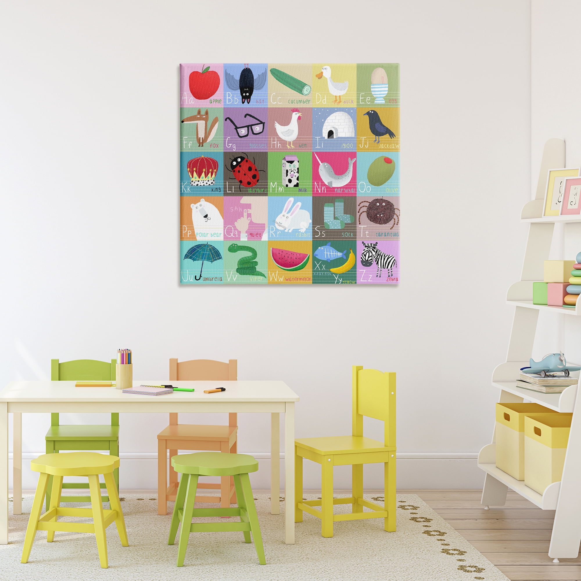 Stupell Industries Alphabet Learning First Words Canvas Wall Art, design by Carla Daly