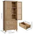 thumbnail image 3 of Homfa Armoire en Rotin avec Portes, Armoire de Rangement Haute avec 2 Tiroirs, Armoire Étroite Polyvalente pour Salon, Chêne, 3 of 9