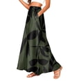thumbnail image 2 of Bbyeadc Long Skirts for Women A-Line Satin Skirt Lightweight Floral Skirt Elegant Wedding Maxi Skirt with Pocket,Army Green(L), 2 of 5