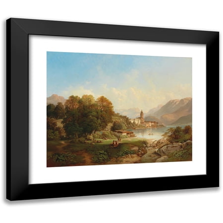 Franz Barbarini 14x12 Black Modern Framed Museum Art Print Titled - View of St. Wolfgang Am Wolfgangsee