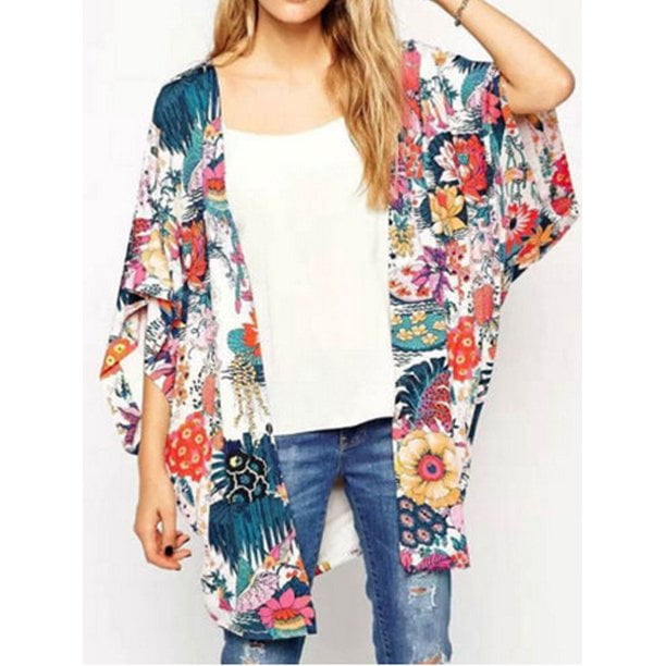 Women Holiday Lace Floral Kimono 