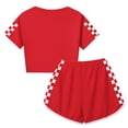 thumbnail image 3 of Grblisyd Short Sets for Girls Plaid Print T-Shirt and Shorts Set Loose Soft Summer Outfits Athletic Clothing Sets Red 9-10Y, 3 of 4