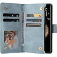 thumbnail image 2 of Wallet Case for Samsung Galaxy S9 Plus, Premium PU Leather Magnetic Closure Handbag Zipper Pocket Case Kickstand Card Slots with Hand Strap Shockproof Flip Case - Sky Blue, 2 of 15