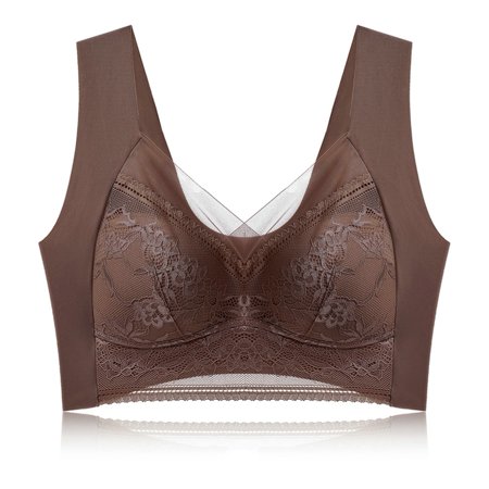 

Drany Women Brassiere Plus Size Seamless Lace Mesh Breathable Breast Support Wide Shoulder Strap Padded No Constraint Lady Bra Inner Wear Clothes