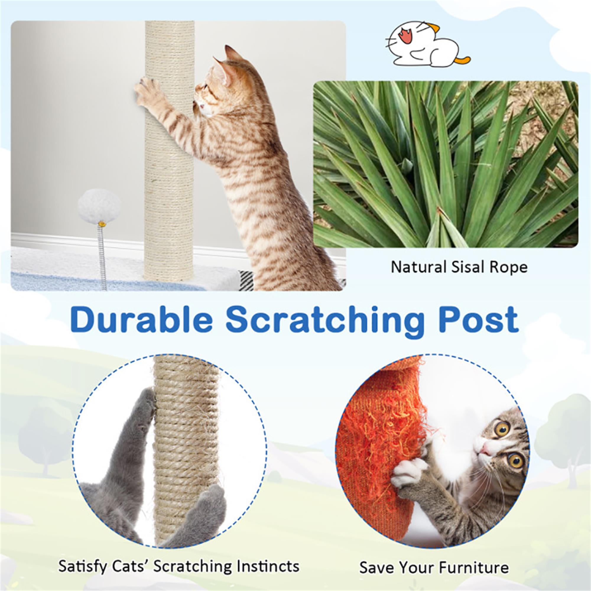 Kadyn 34" Cat Tree with Scratching Posts, Cat Tower with Padded Plush Perch, Multi-Platform for Jump, Blue