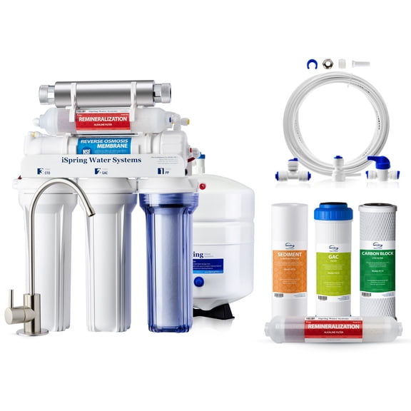 iSpring RCC7AK 6-Stage Alkaline RO Water Filtration System w/F4AK 6 ...