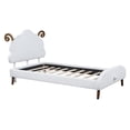 thumbnail image 4 of Harper & Bright Designs Twin Size Velvet Platform Bed with Sheep Shaped Headboard, Upholstered Platform Bed Frame for Boys and Girls, White, 4 of 10