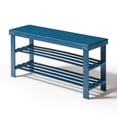 thumbnail image 4 of Ktaxon 36" Solid Wood Shoe Bench 3-Tier Shoe Storage Rack Organizer for Entryway Hallway Closet Living Room Bathroom, Navy Blue, 4 of 17