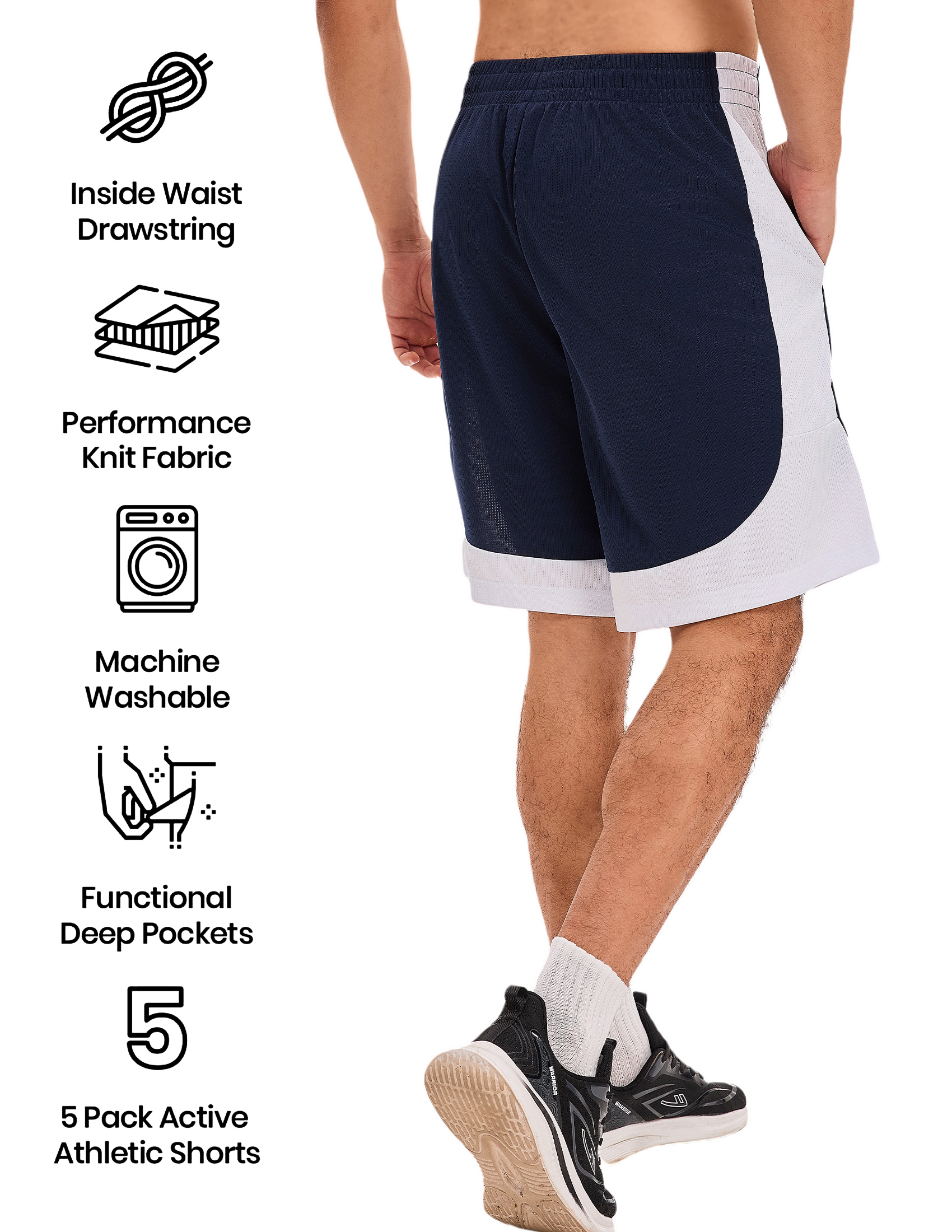 TELALEO Men's 5-Pack Basketball Shorts, Multicolor photo 7