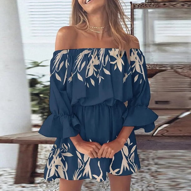 Summer Casual Boho Dresses Women's Flora Printed Batwing Sleeve Lace-Up Dress Female Irregular Sexy Beach Mini Dresses VestidosM Gao Jinjia LED
