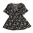 thumbnail image 2 of Fiudx Ofertas de La Semana Blusa Informal de Manga Corta con Cuello En V y Botones Estampados para Mujer a La Moda, 2 of 7