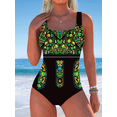 thumbnail image 2 of Women's Tank Top Style One‑Piece Swimsuit, Bohemian Ethnic Floral Print Bathing Suit for Beach Pool Vacation, 2 of 3