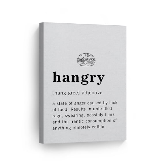 Smile Art Design Funny Adjective Noun Dictionary Definition of Hangry Canvas Print Inspirational Quote Sign Office Living Room Bedroom Bathroom Wall Decor Wall Art Home Decor Made in USA 40x30