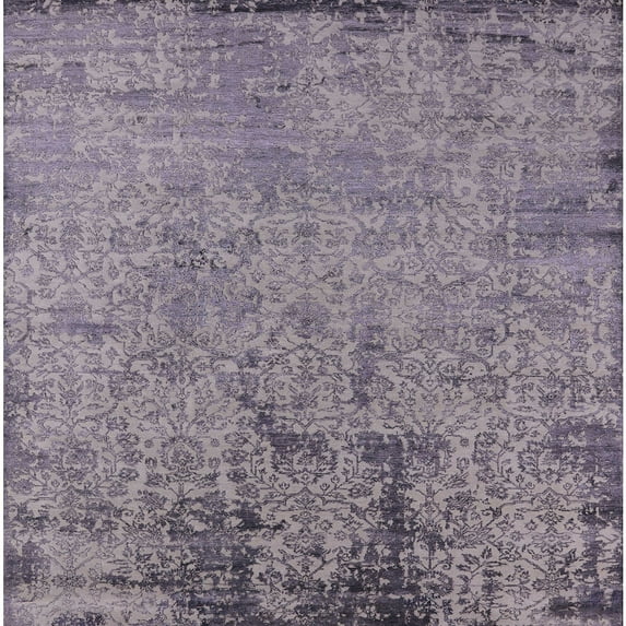 Ahgly Company Indoor Square Mid-Century Modern Purple Oriental Area Rugs, 4' Square