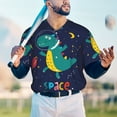 thumbnail image 4 of Fotbe Dinosau Space Explorer Baseball Jersey Shirt for Men and Women, Casual Short Sleeves Button Down T-Shirt-X-Large, 4 of 9